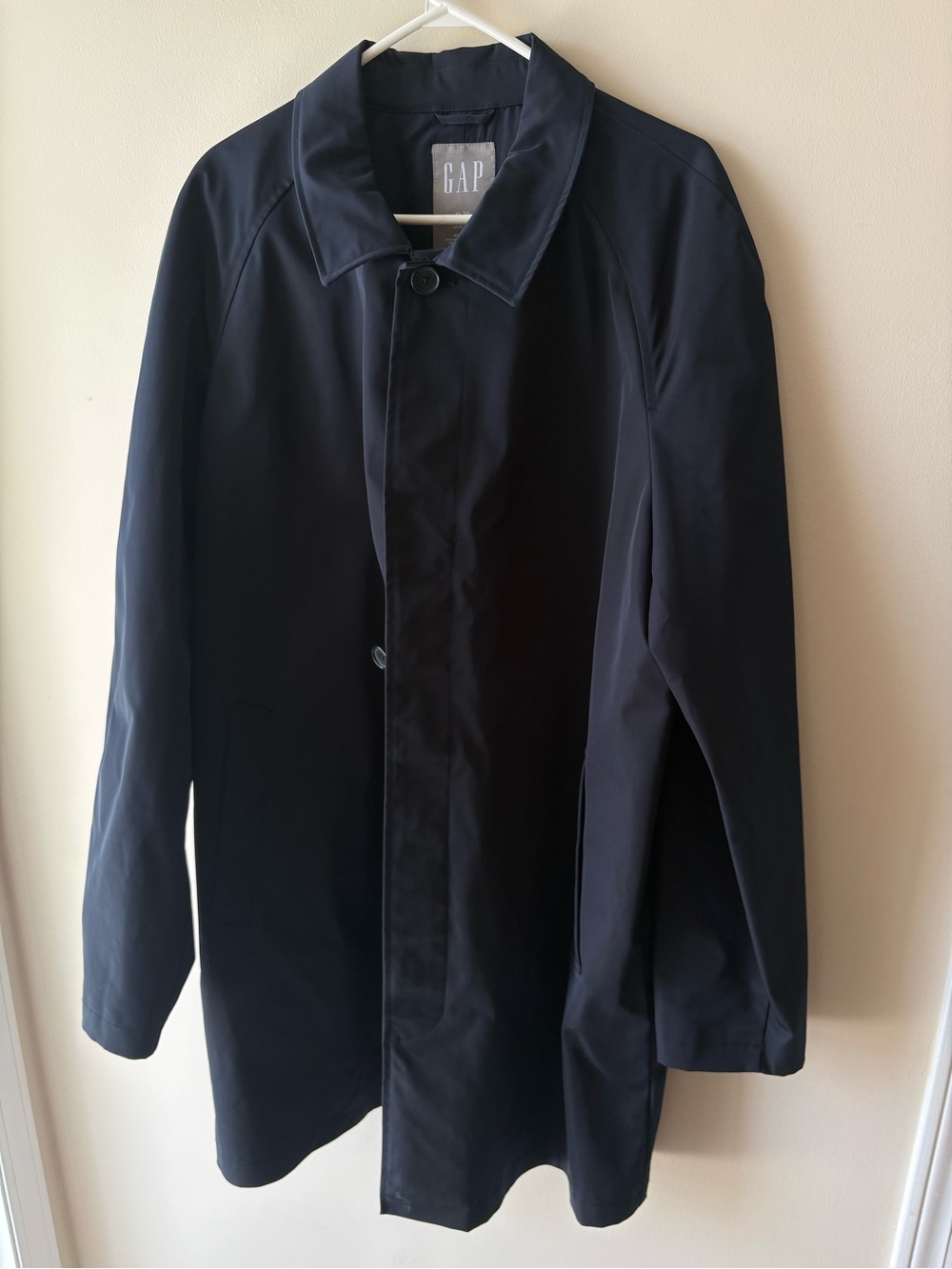 GAP Men's Dark Navy Single-Breasted Trench Coat